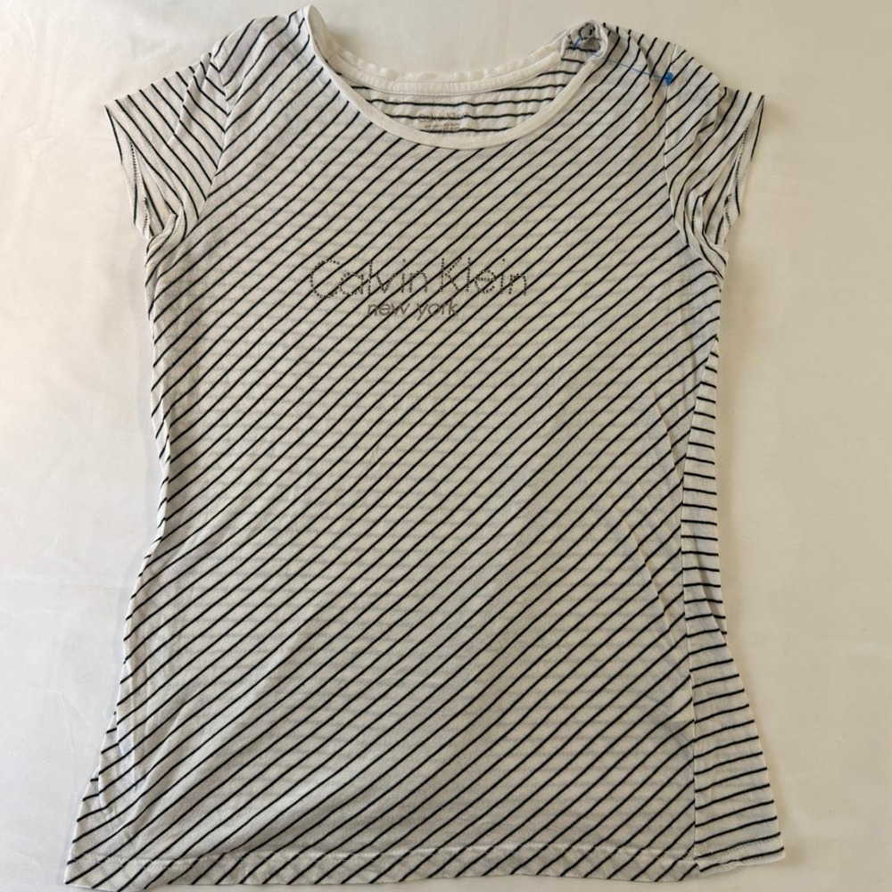 Calvin Klein striped logo tee Size M